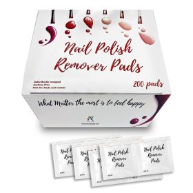 Nail Polish Remover Pads. Pack of 200 Remover Wipes. Non-Sterile Saturated Napkins 2-ply Kit. Non-Woven Cleansing Pads Set with Aloe; Panthenol.